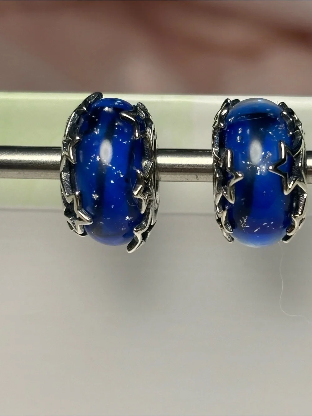 Pandora Charm, Galaxy Blue and Star Murano Charm (2 piece set)
